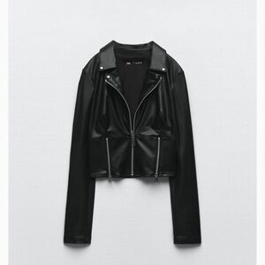Zara black vegan leather jacket